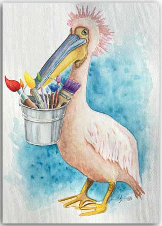 Postkarte Pinker Pelikan