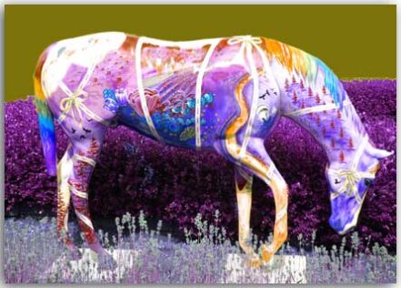 Postkarte Pferd in lila