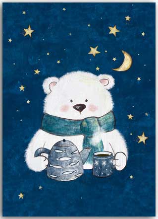 Postkarte Teapot Bär